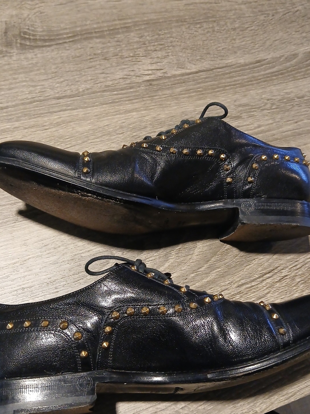 Gucci Betis Glamour Studded Black Leather Oxfords Sz 39.5 IT (US Women's 9.5) - Picture 12 of 16